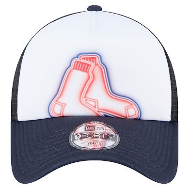 Toddler New Era White/Navy Boston Red Sox Painted A-Frame 9FORTY Trucker Adjustable Hat