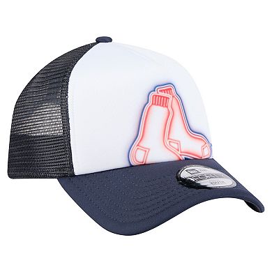 Toddler New Era White/Navy Boston Red Sox Painted A-Frame 9FORTY Trucker Adjustable Hat