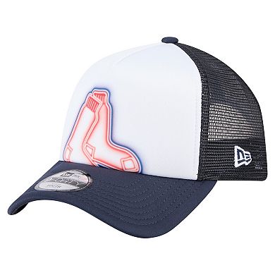 Toddler New Era White/Navy Boston Red Sox Painted A-Frame 9FORTY Trucker Adjustable Hat