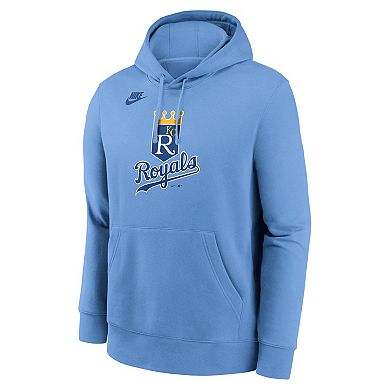 Men's Nike Light Blue Kansas City Royals Cooperstown Collection Logo Club Pullover Hoodie