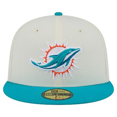 Men's New Era White/Aqua Miami Dolphins Main 59FIFTY Fitted Hat