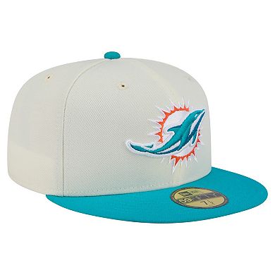 Men's New Era White/Aqua Miami Dolphins Main 59FIFTY Fitted Hat