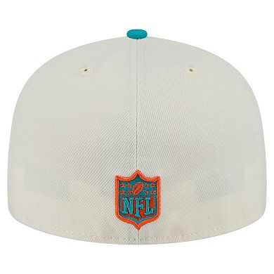 Men's New Era White/Aqua Miami Dolphins Main 59FIFTY Fitted Hat