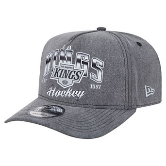 Men's New Era Charcoal Los Angeles Kings Throwback Washed A-Frame Pre-Curved 9FIFTY Snapback Hat