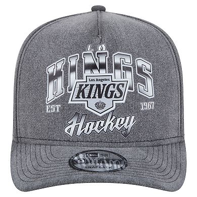Men's New Era Charcoal Los Angeles Kings Throwback Washed A-Frame Pre-Curved 9FIFTY Snapback Hat