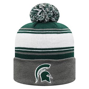 Men's Top of the World Green Michigan State Spartans Ambient Cuffed Knit Hat with Pom