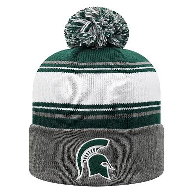 Men's Top of the World Green Michigan State Spartans Ambient Cuffed Knit Hat with Pom