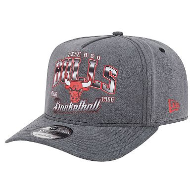 Men's New Era Charcoal Chicago Bulls Throwback Washed Pre-Curved 9FIFTY Snapback Hat