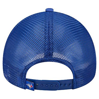 Men's New Era White/Royal Toronto Blue Jays Distressed 9FORTY A-Frame Adjustable Trucker Hat