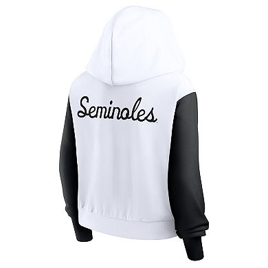 Women's Nike White Florida State Seminoles Cropped Beyond Capability Color-Block Script Full-Zip Hoodie