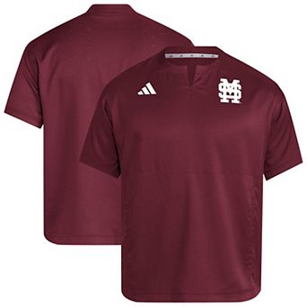 Men's adidas Maroon Mississippi State Bulldogs Dugout Coaches Adizero Notch Neck Pullover Top