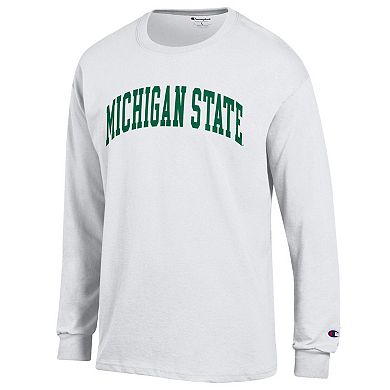 Men's Champion White Michigan State Spartans Basic Arch Long Sleeve T-Shirt