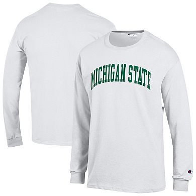 Men's Champion White Michigan State Spartans Basic Arch Long Sleeve T-Shirt