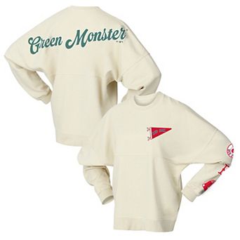 Women's Fanatics Tan Boston Red Sox Pennant Flag Branded Fleece Pullover Sweatshirt