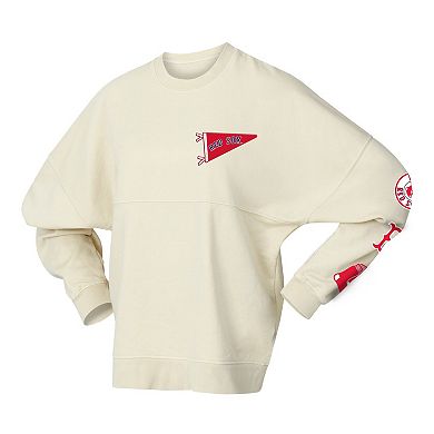Women's Fanatics Tan Boston Red Sox Pennant Flag Branded Fleece Pullover Sweatshirt