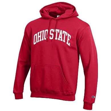 Men's Champion Scarlet Ohio State Buckeyes Basic Arch Fleece Pullover Hoodie