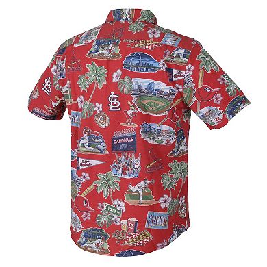 Men's Reyn Spooner Red St. Louis Cardinals Scenic Tri-Blend Performance Button-Up Top
