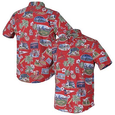 Men's Reyn Spooner Red St. Louis Cardinals Scenic Tri-Blend Performance Button-Up Top