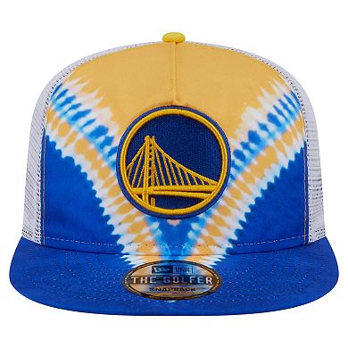 Men's New Era Royal/Gold Golden State Warriors Throwback Dye Golfer Snapback Hat