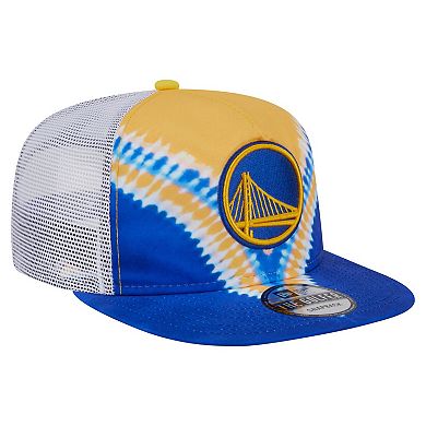 Men's New Era Royal/Gold Golden State Warriors Throwback Dye Golfer Snapback Hat
