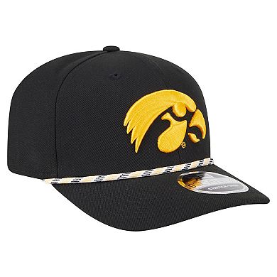 Men's New Era Black Iowa Hawkeyes Game Day Multi-Rope 9SEVENTY Stretch-Snap Hat