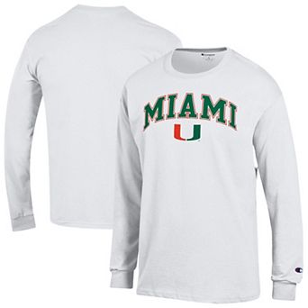 Men's Champion White Miami Hurricanes Arch Over Logo Long Sleeve T-Shirt