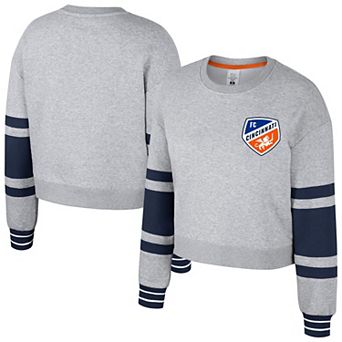 Women's Stadium Essentials Heather Gray FC Cincinnati Scrimmage Cropped Pullover Sweatshirt