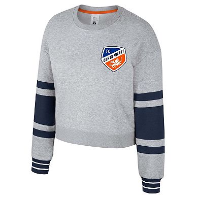 Women's Stadium Essentials Heather Gray FC Cincinnati Scrimmage Cropped Pullover Sweatshirt