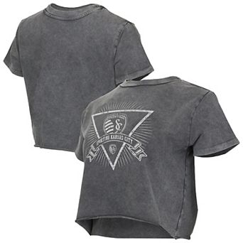 Women's Concepts Sport Charcoal Sporting Kansas City Distressed Market Cropped T-Shirt