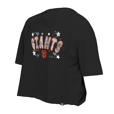 Girls Youth New Era Black San Francisco Giants Flip Sequin Team T-Shirt