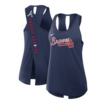 Women's Nike Navy Atlanta Braves Crisscross Performance Tank Top