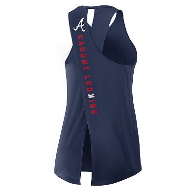 Women's Nike Navy Atlanta Braves Crisscross Performance Tank Top