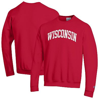 Men's Champion Red Wisconsin Badgers Basic Arch Fleece Pullover Sweatshirt