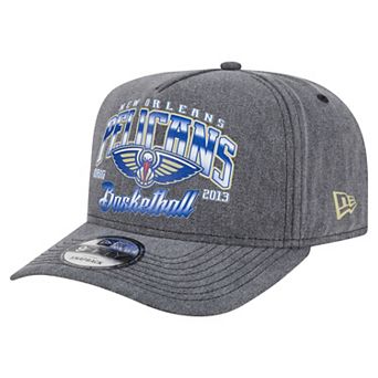 Men's New Era Charcoal New Orleans Pelicans Throwback Washed Pre-Curved 9FIFTY Snapback Hat