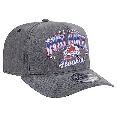 Men's New Era Charcoal Colorado Avalanche Throwback Washed A-Frame Pre-Curved 9FIFTY Snapback Hat