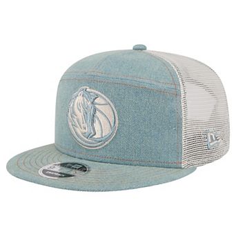 Men's New Era Dallas Mavericks Adventure Denim Split Panel 9FIFTY Snapback Trucker Hat