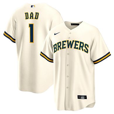 Men's Nike White Milwaukee Brewers #1 Dad Home Replica Jersey