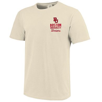Men's Cream Boston University Comfort Colors Mascot Overlay T-Shirt