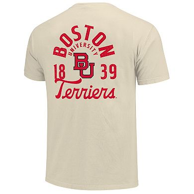 Men's Cream Boston University Comfort Colors Mascot Overlay T-Shirt
