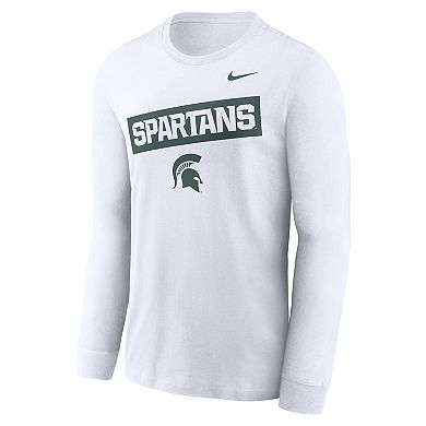 Men's Nike White Michigan State Spartans Two-Hit Classic Location Long Sleeve T-Shirt