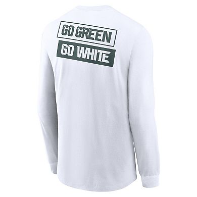 Men's Nike White Michigan State Spartans Two-Hit Classic Location Long Sleeve T-Shirt