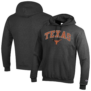 Men's Champion Charcoal Texas Longhorns Arch Over Logo Pullover Hoodie