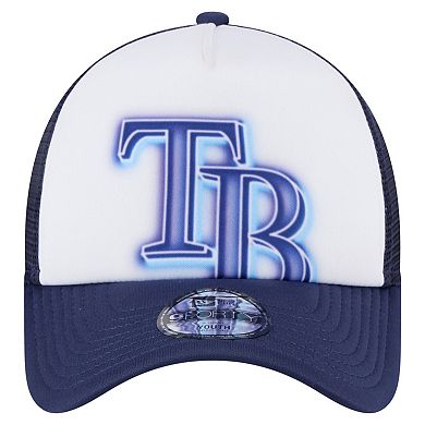 Toddler New Era White/Navy Tampa Bay Rays Painted A-Frame 9FORTY Trucker Adjustable Hat