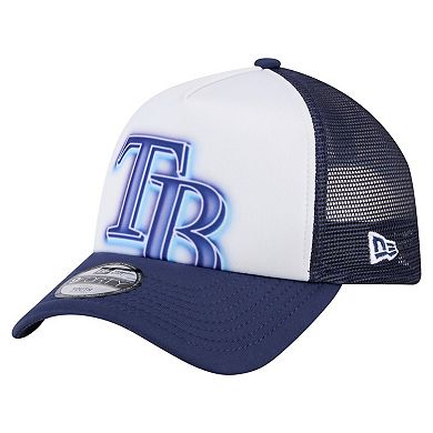 Toddler New Era White/Navy Tampa Bay Rays Painted A-Frame 9FORTY Trucker Adjustable Hat