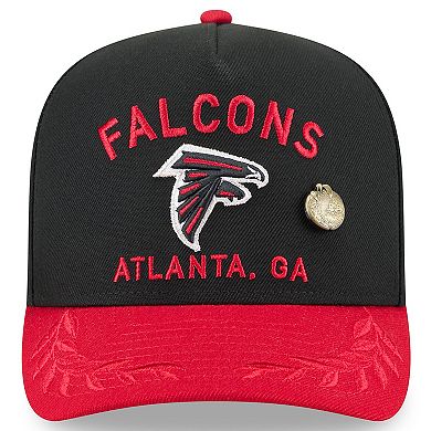 Men's New Era Black/Red Atlanta Falcons 2025 NFL Draft On Stage A-Frame 59FIFTY Fitted Hat