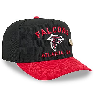 Men's New Era Black/Red Atlanta Falcons 2025 NFL Draft On Stage A-Frame 59FIFTY Fitted Hat