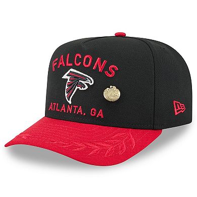 Men's New Era Black/Red Atlanta Falcons 2025 NFL Draft On Stage A-Frame 59FIFTY Fitted Hat