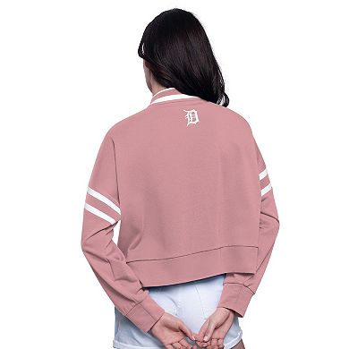 Women's Starter Pink Detroit Tigers Power Play Cropped Pullover Sweatshirt