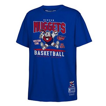 Youth Mitchell & Ness Royal Denver Nuggets Retro Mascot Script T-Shirt