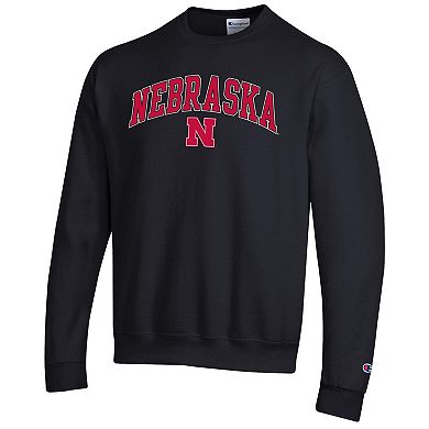Men's�Champion Black Nebraska Huskers Arch Over Logo Pullover Sweatshirt